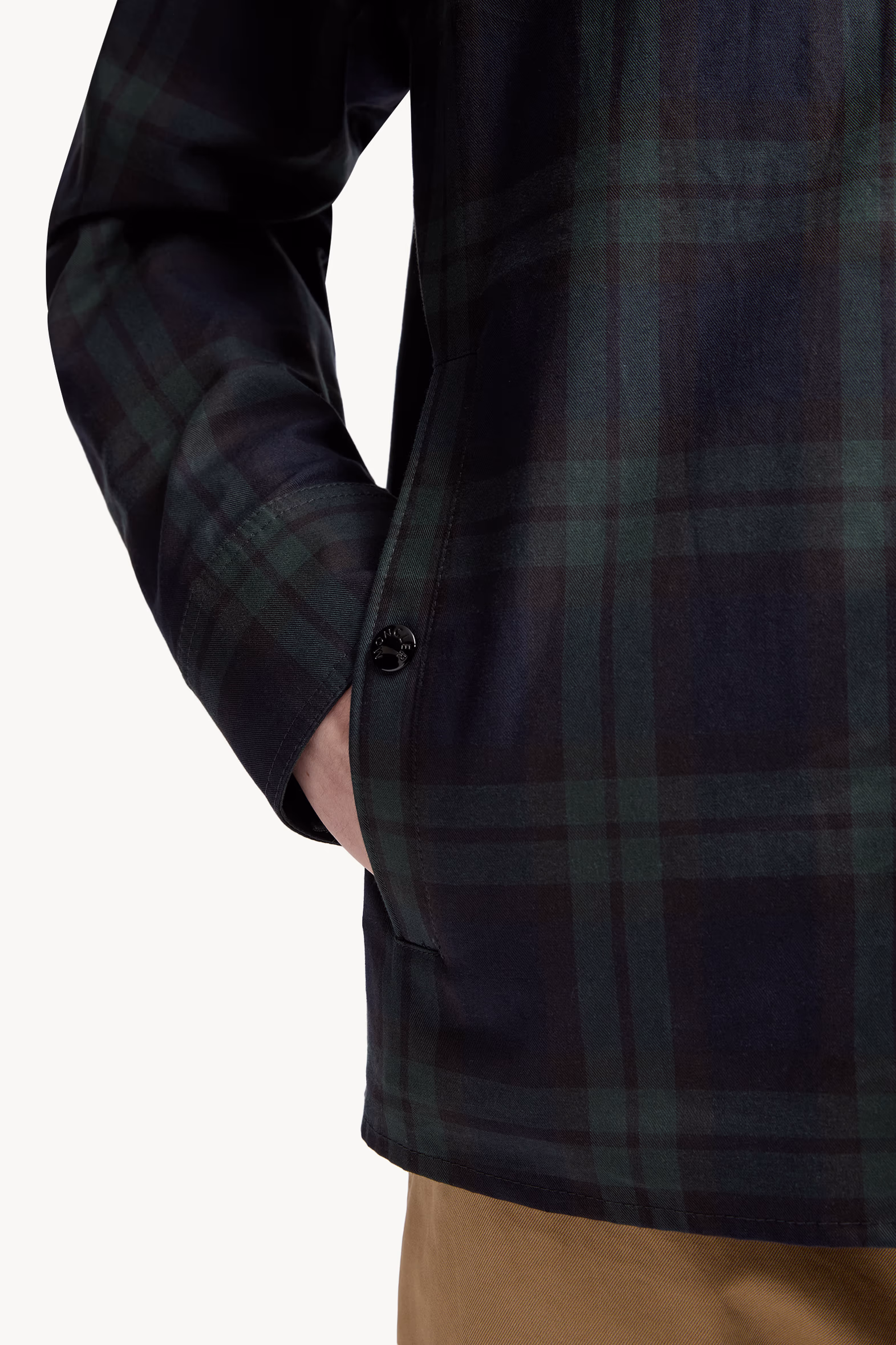 Checked Cotton Gabardine Long Sleeve Shirt Men Black Moncler 6